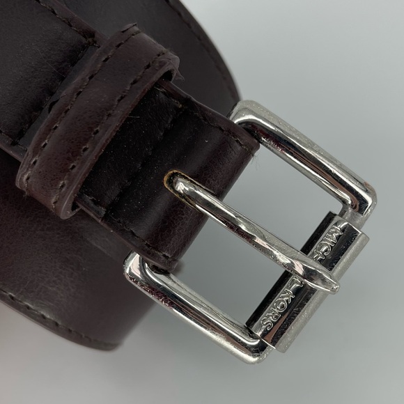 Michael Kors Dark Brown Faux Leather Belt, Silver Hardware, Waist 34”-38” - Picture 3 of 5